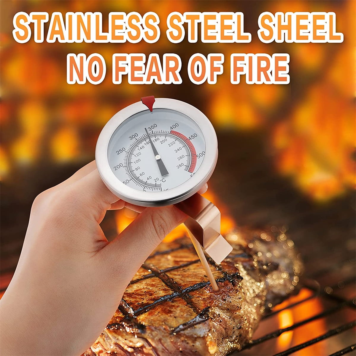 Casewin Deep Fryer Turkey Thermometer with Clip&7.87 inch, Stainless Steel Fry Oil Thermometer,Meat BBQ Thermometer for Deep Fry, Grill, Turkey, Candy, Coffee etc