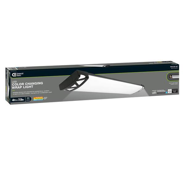 4 ft. Matte Black Triangle End Caps 5250 Lumens Integrated LED Wraparound Light Adjustable CCT Night Light Feature