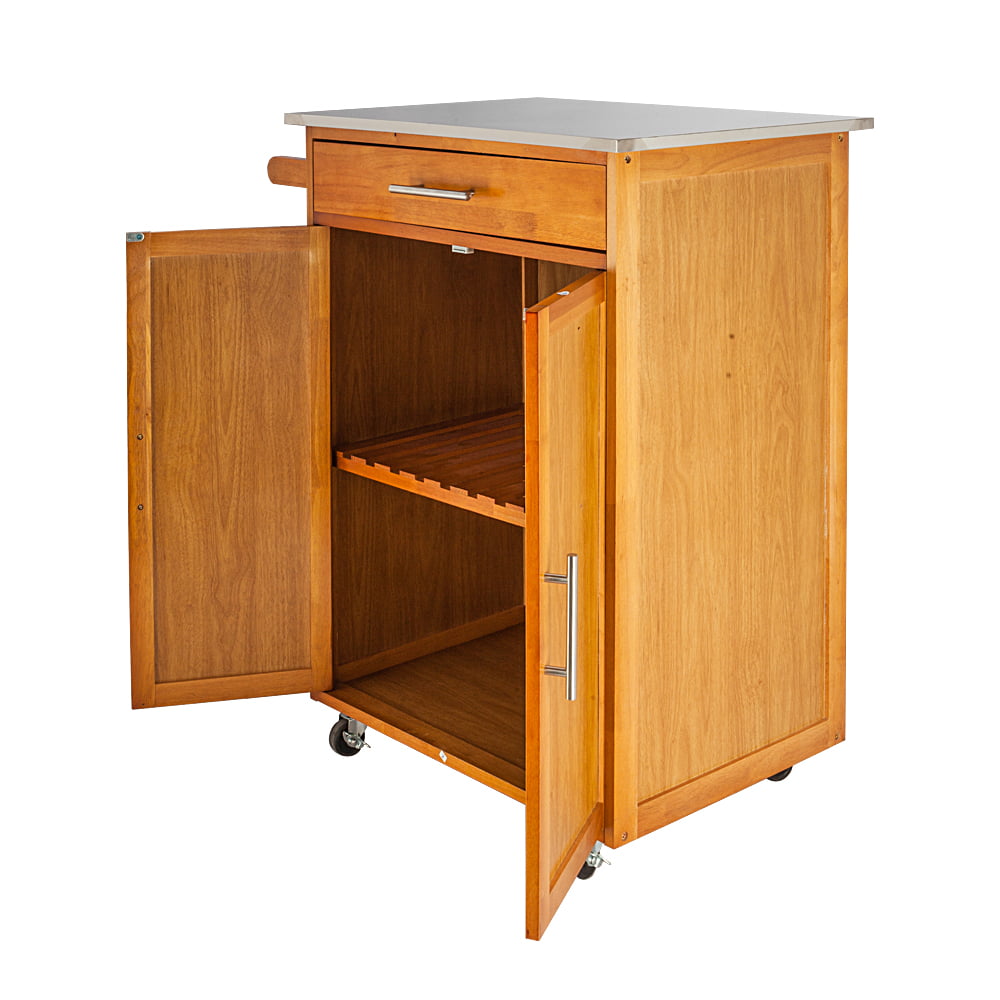 Zimtown Kitchen Island Cart with Drop-Leaf Tabletop,Large Trolley Cart with Large Cabinet,Rolling Kitchen Cart