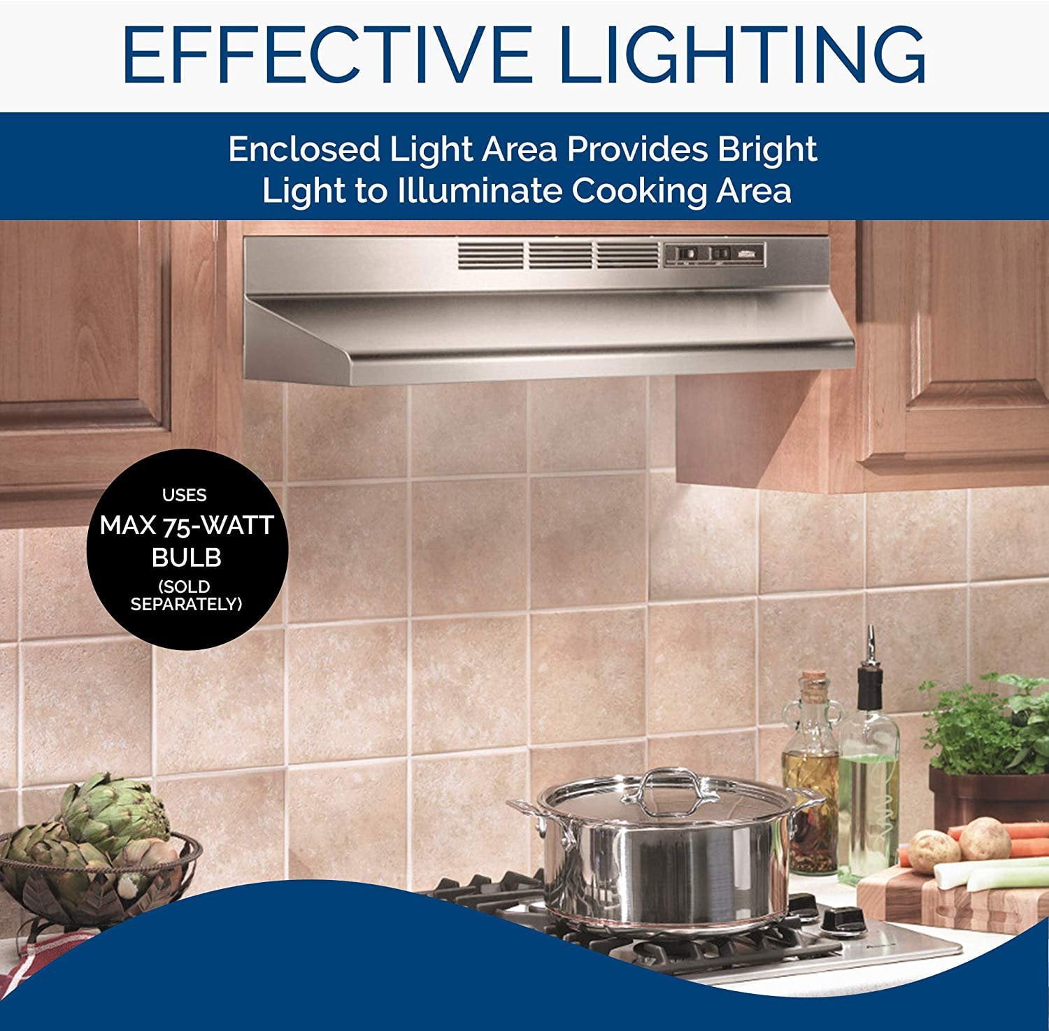 Broan 413004 Stainless Steel Ductless Range Hood Insert with Light, Exhaust Fan, Under Cabinet, 30-Inches