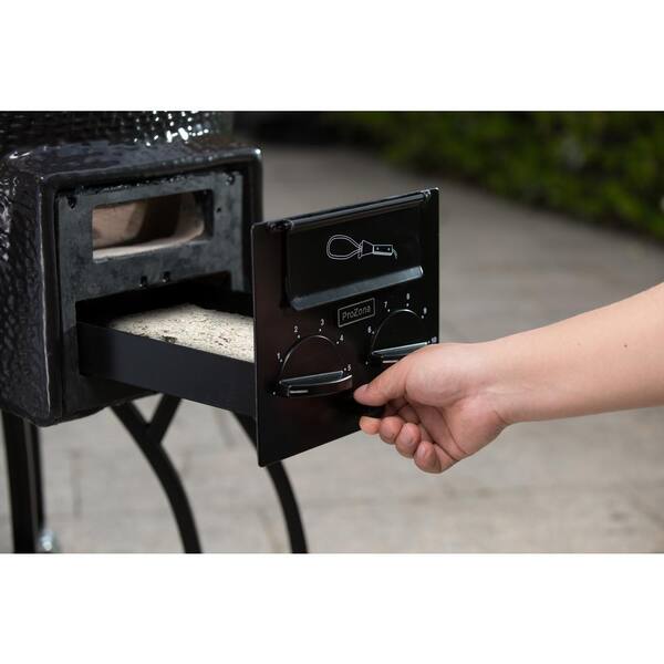 22 in. Kamado S-Series Ceramic Charcoal Grill in Black with Cover, Cart, Side Shelves, Two Cooking Grates and Ash Drawer