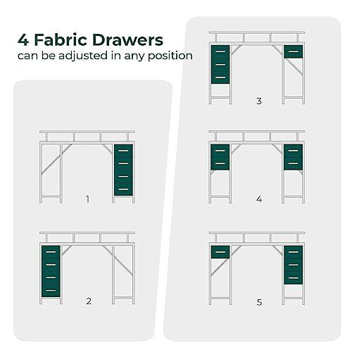 55 Inch Computer Desk With 4 Drawers Gaming Desk With Led Lights & Power Outlets