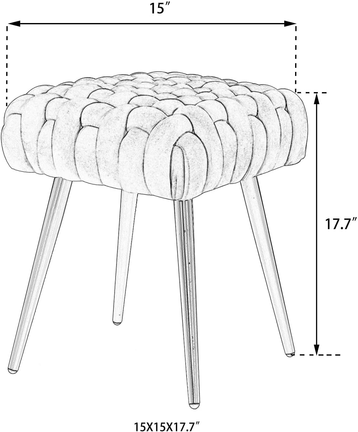 Homebeez Vanity Stool Upholstered Footrest Stool Modern Dressing Stool Side Table Footstool,Green