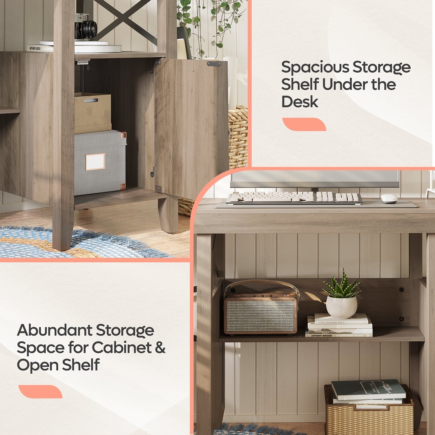 Bestier Farmhouse L-Shaped Computer Desk 60