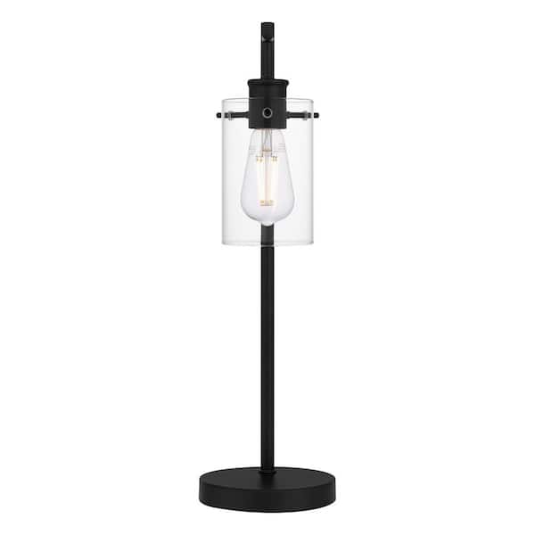 Regan 20 in. Matte Black Table Lamp with Clear Glass Shade