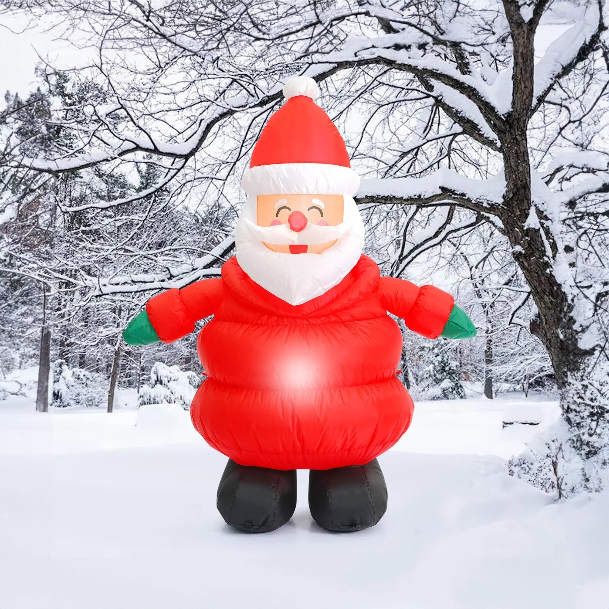 4.5ft Puffy Coat Santa - Lighted Christmas Inflatable by Seasonal LLC