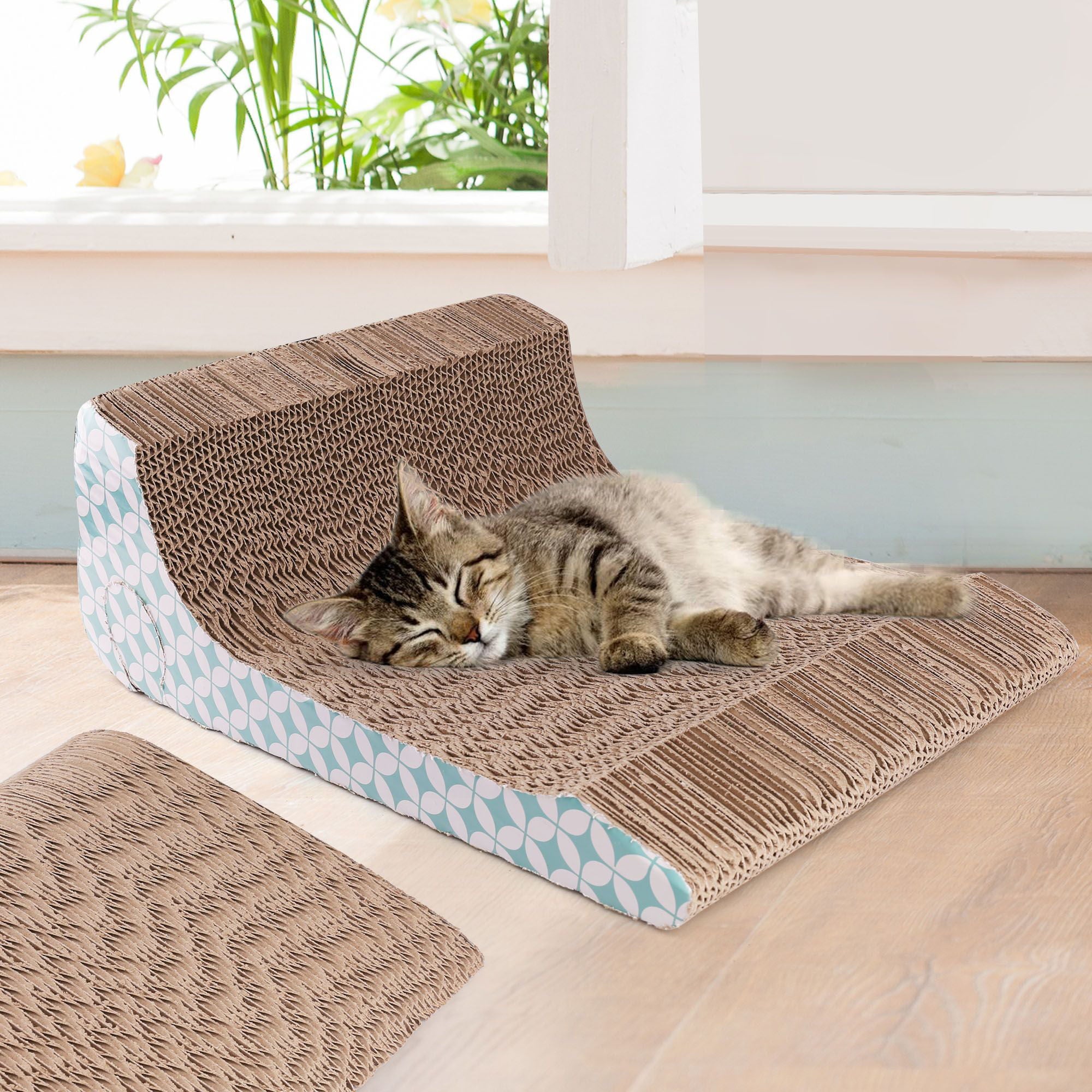PrimePets Cat Scratcher Cardboard, Removable Cat Scratching Pad with Ball