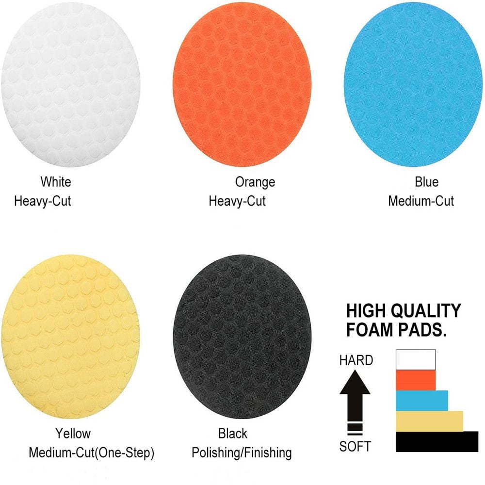 5Pcs 6 Inch Backing Plate Compound Buffing Sponge Pads Polishing Pads Kit