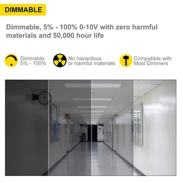 1 ft. x 4 ft. LED Thin Flush Surface Mount Panel W/Built in Internal Driver, 5 CCT 2700K to 5000K, Dimmable, (2-Pack)