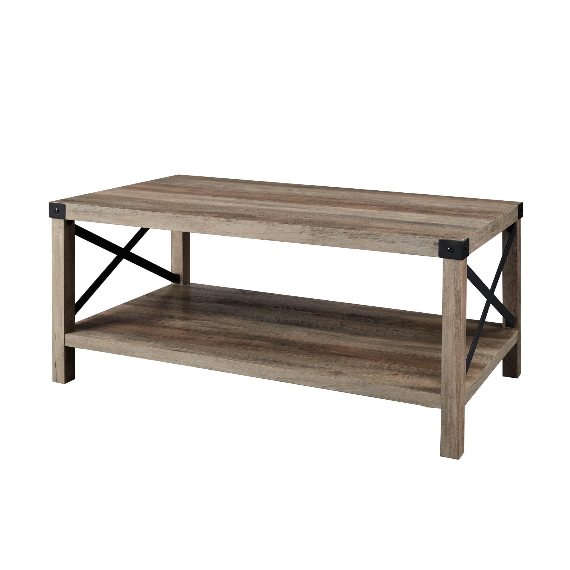 Desert Fields Magnolia Metal X Coffee Table, Gray Wash