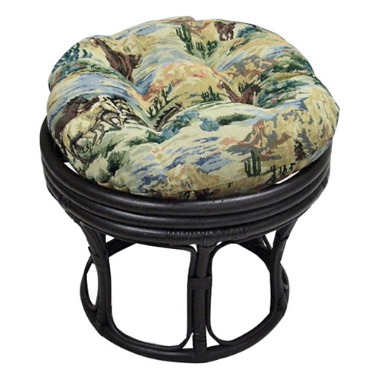 18-inch Round Solid Micro Suede Tufted Footstool Cushion - Indigo