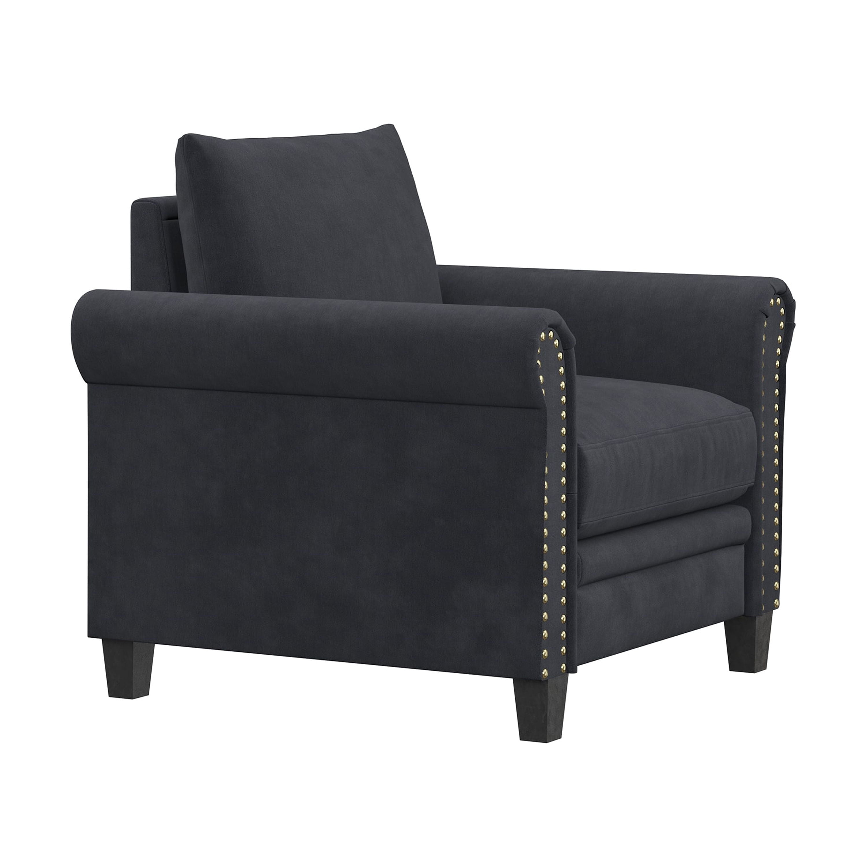 Lifestyle Solutions Fallon Armchair with Nail Head Trim, Gray Fabric