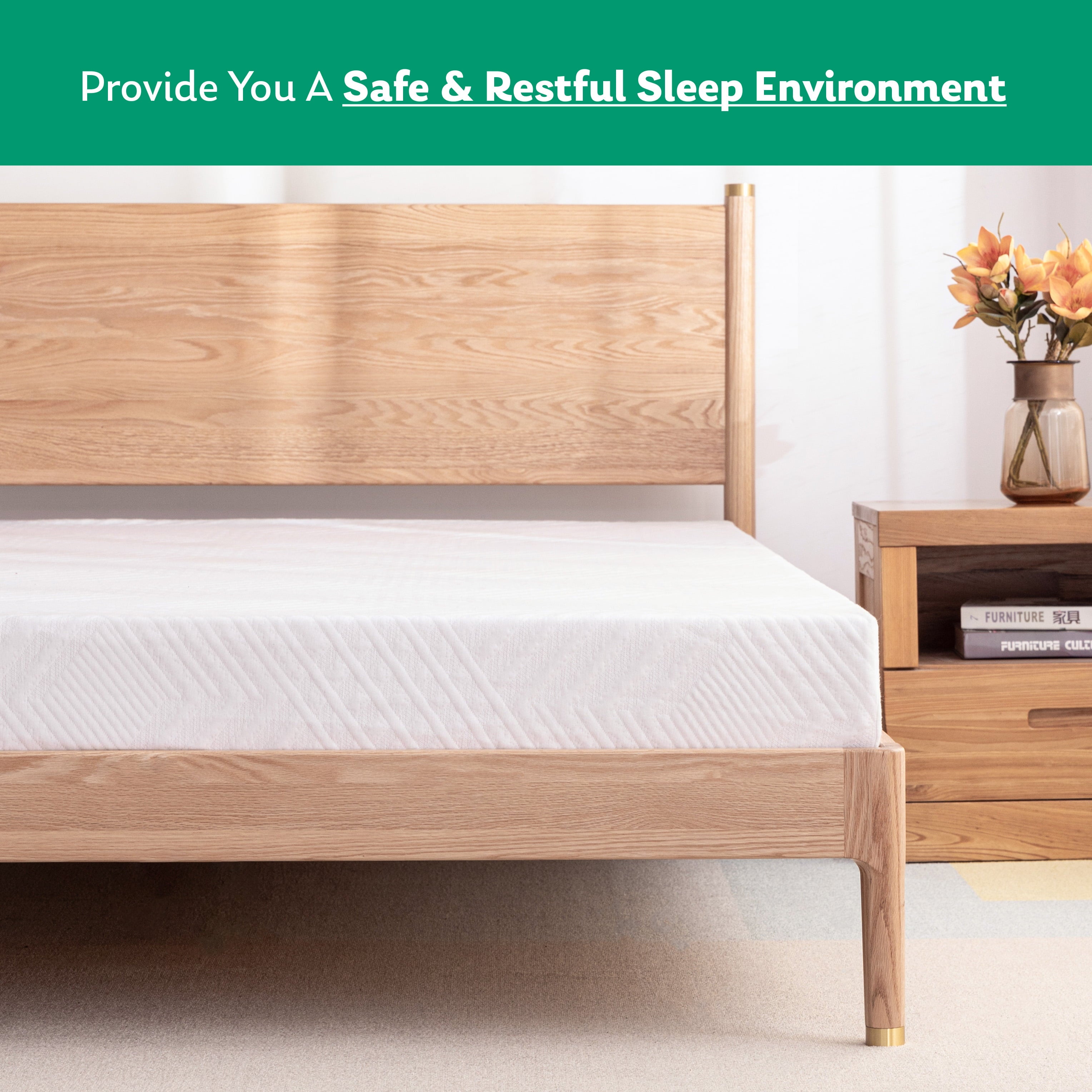 Size, EGO 6 inch Memory Foam Mattress, Cooling Gel Infused, White