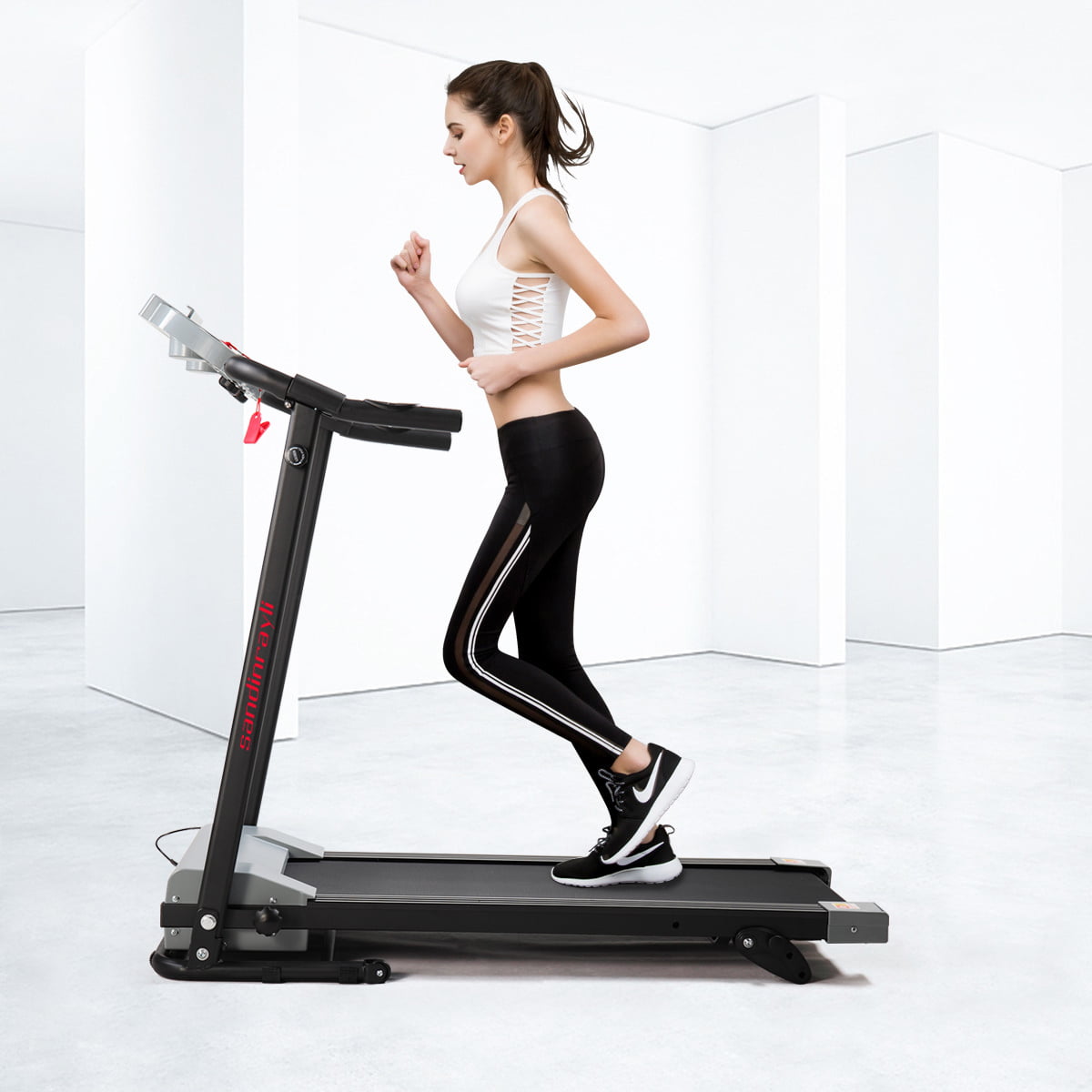 Jaxpety 2.0 HP Portable Folding Electric Treadmill 3 Incline Running Machine with LCD Display, Ipad and Drink Holder