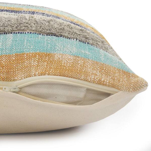 Davina Eclectic Multicolored Striped Hypoallergenic Polyester 18 in. x 18 in. Throw Pillow