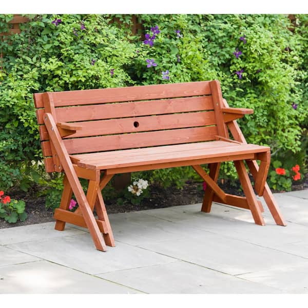 55 in. x 58 in. x 30 in. Cedar Folding Picnic Patio Table and Bench