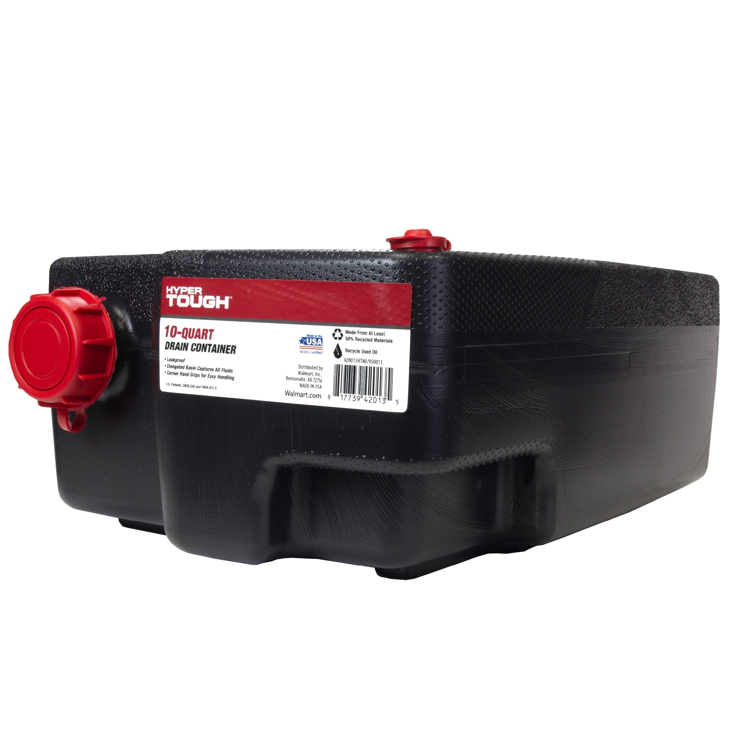 Hyper Tough 10 Quart Automotive Drain Pan Container, 420013HTMI, Black