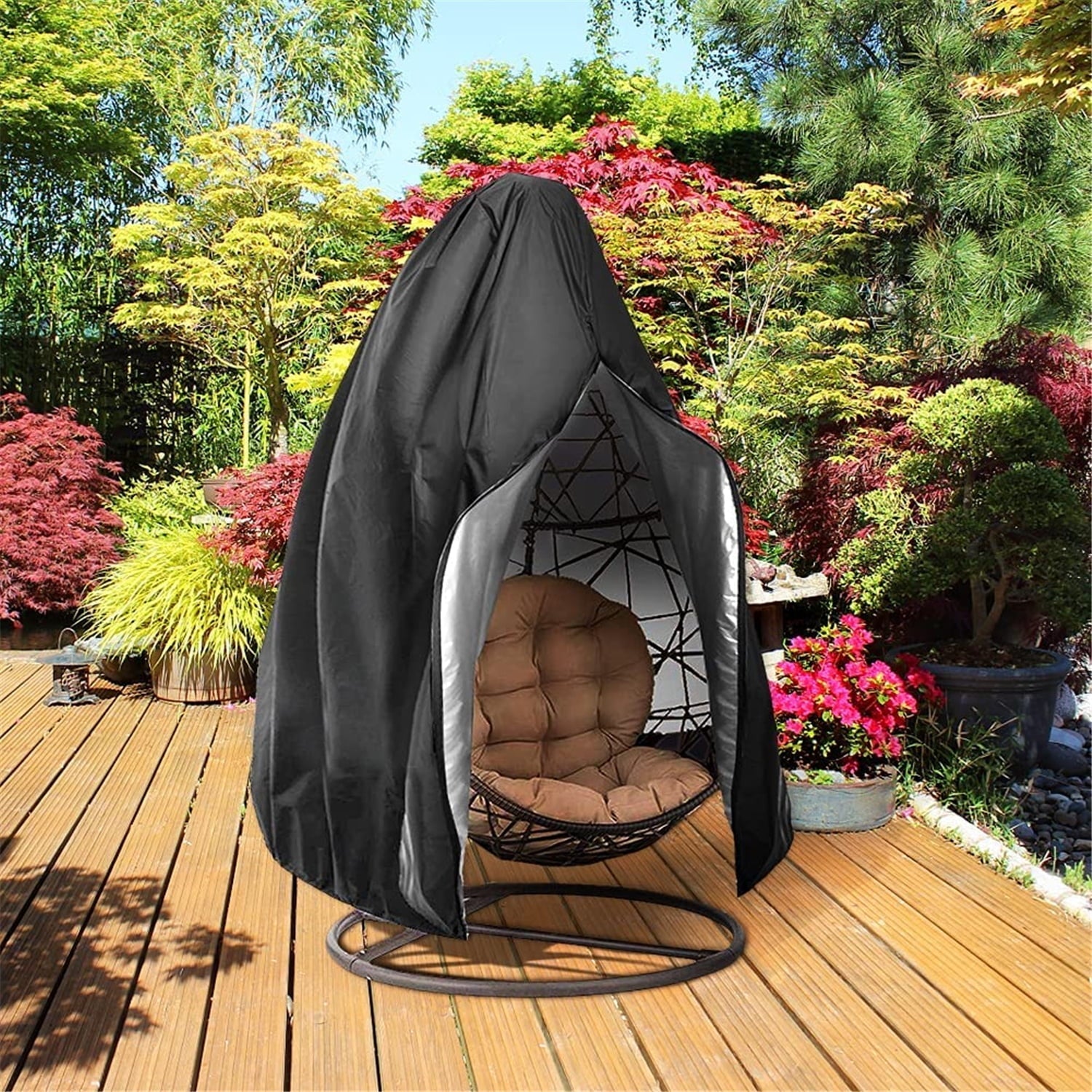 Number-one Egg Chair Cover Waterproof Swing Chair Cover with Zipper Patio Hanging Chair Cover 75 x 45 inches