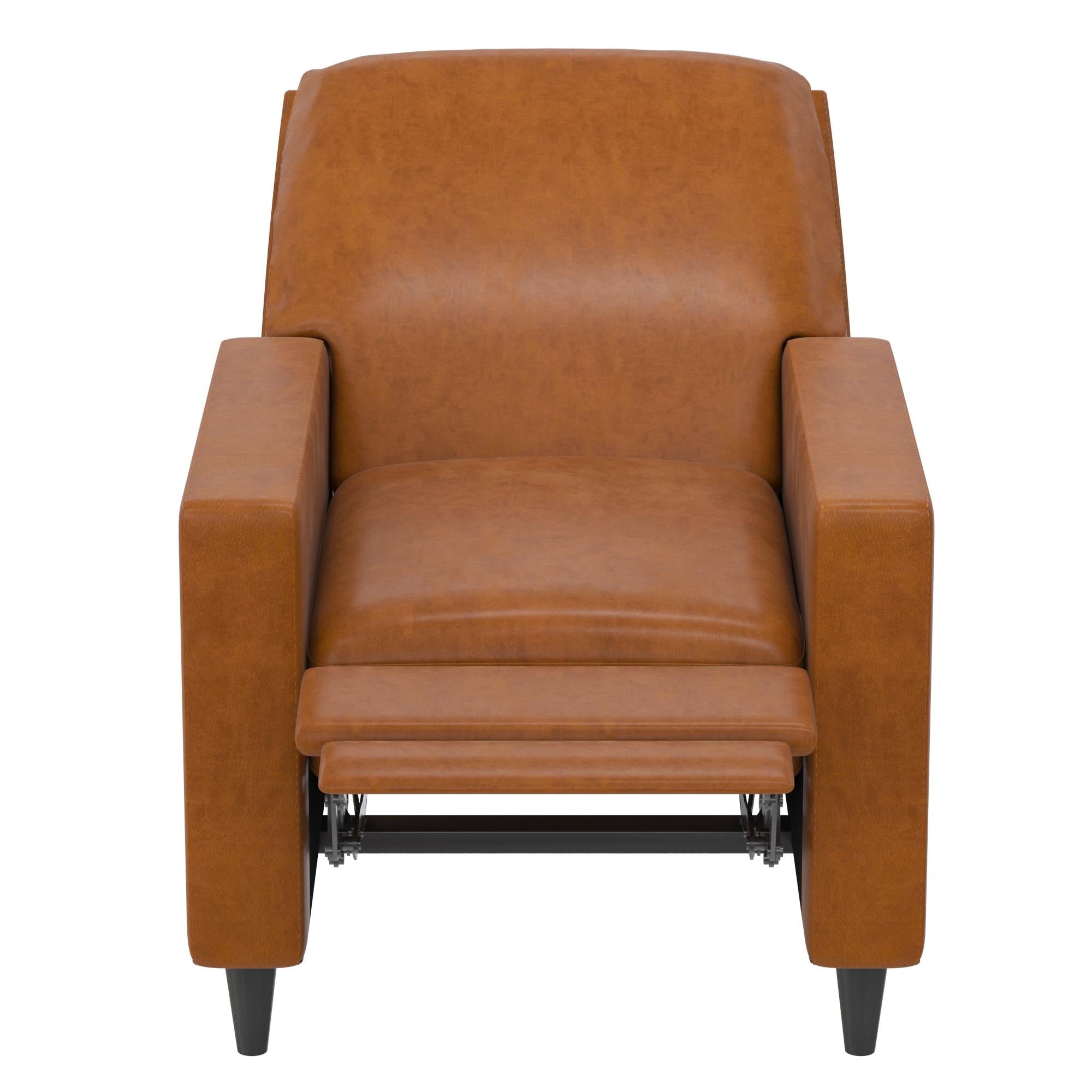 Novogratz Lana Pushback Recliner, Camel Faux Leather