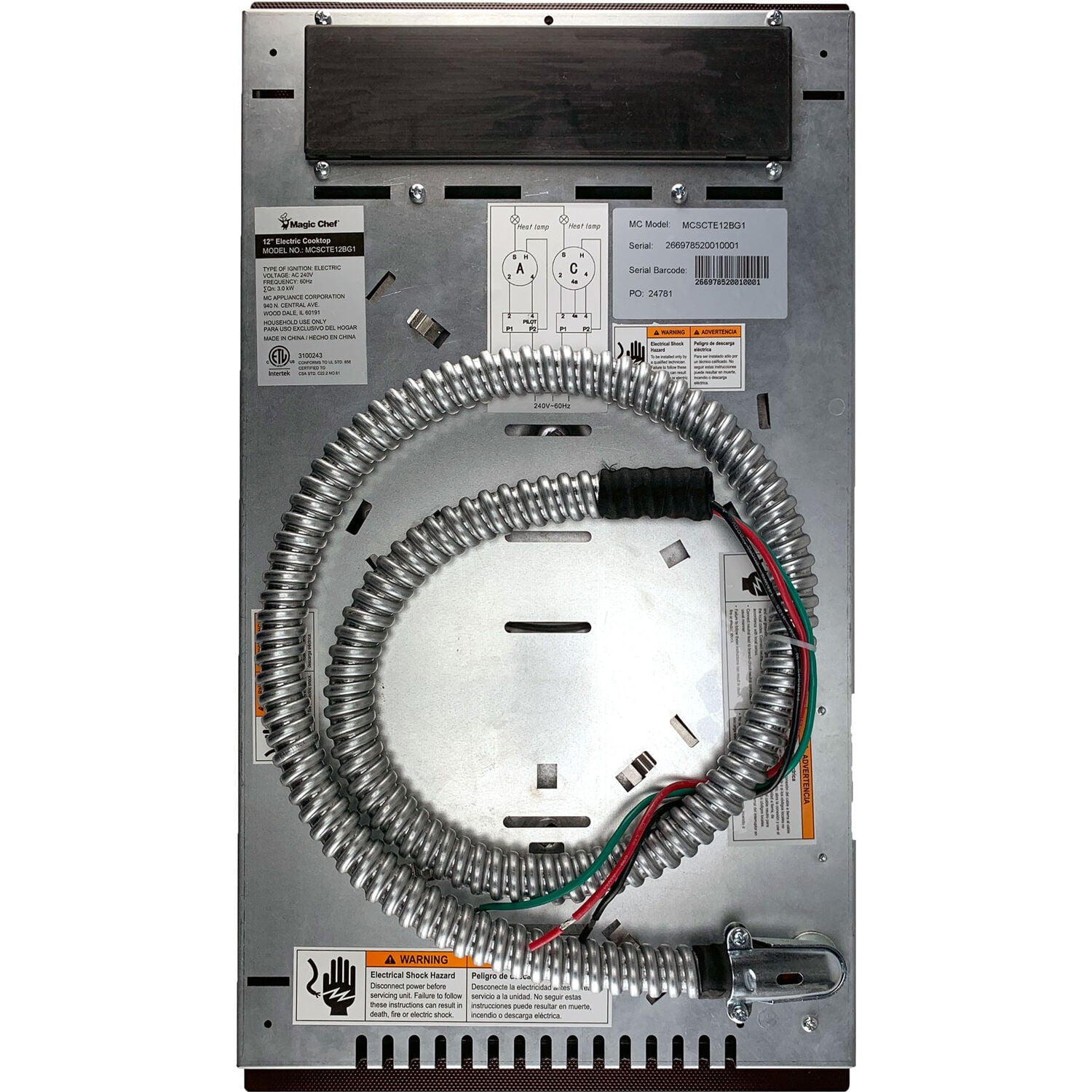 Magic Chef MCSCTE12BG1 12 in. 240V Built-in Electric Radiant 2-Burner Cooktop