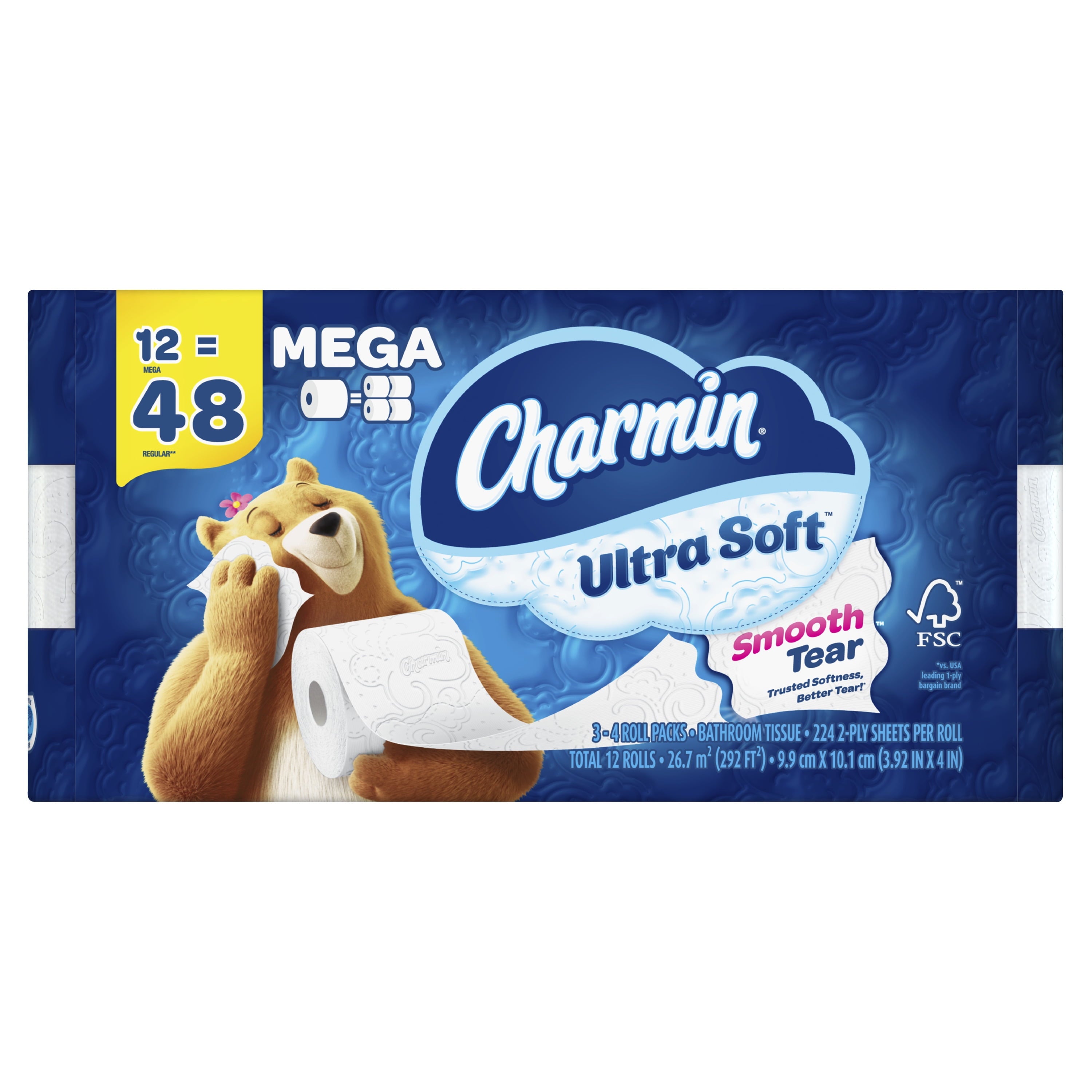 Charmin Ultra Soft Toilet Paper 12 Mega Rolls, 224 Sheets per Roll, 2688 Total Sheets
