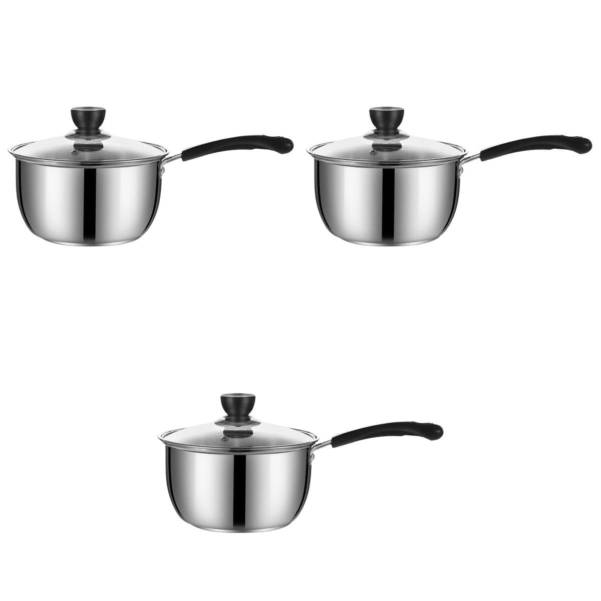 Homemaxs 3pcs Multi-function Milk Pot Non-stick Saucepan Covered Cooking Pot Stovetop Milk Pot Food Heating Pot