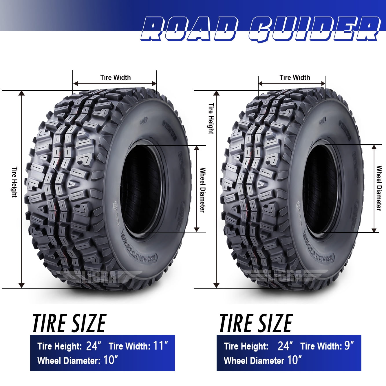 Set of 4 ATV tires 24x9-10 Front & 24x11-10 Rear 6PR