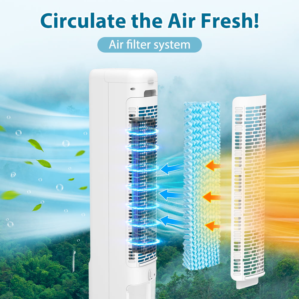 3-in-1 Evaporative Air Cooler LifePlus Portable Tower Cooling Fan Oscillating Swamp Cooler 41.5