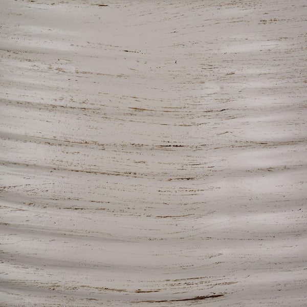 Finch 22 in. Distressed White Ribbed Table Lamp with White Linen Shade