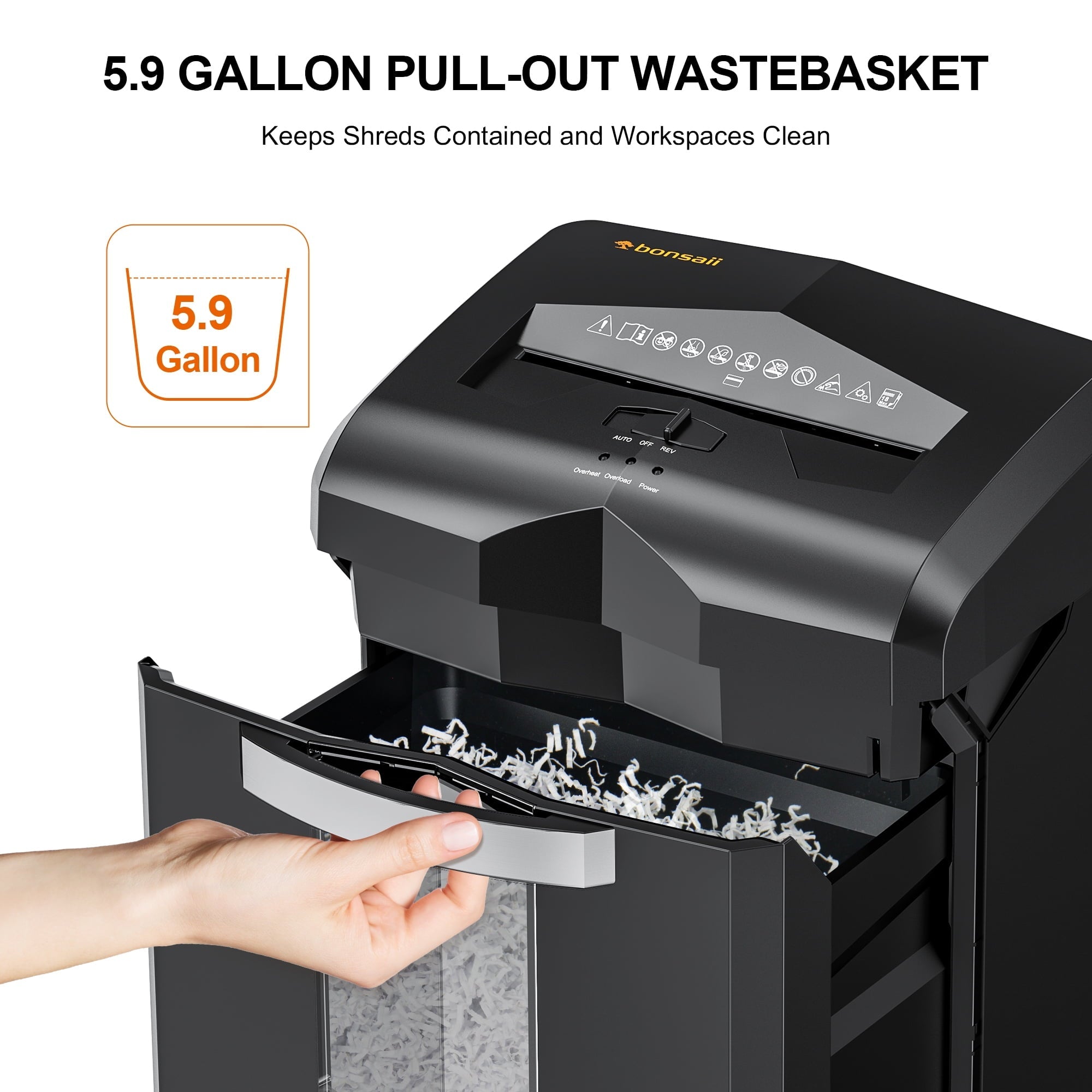 Bonsaii Paper Shredder 18-Sheet Cross-Cut Shredder for Home Office with Wastebasket