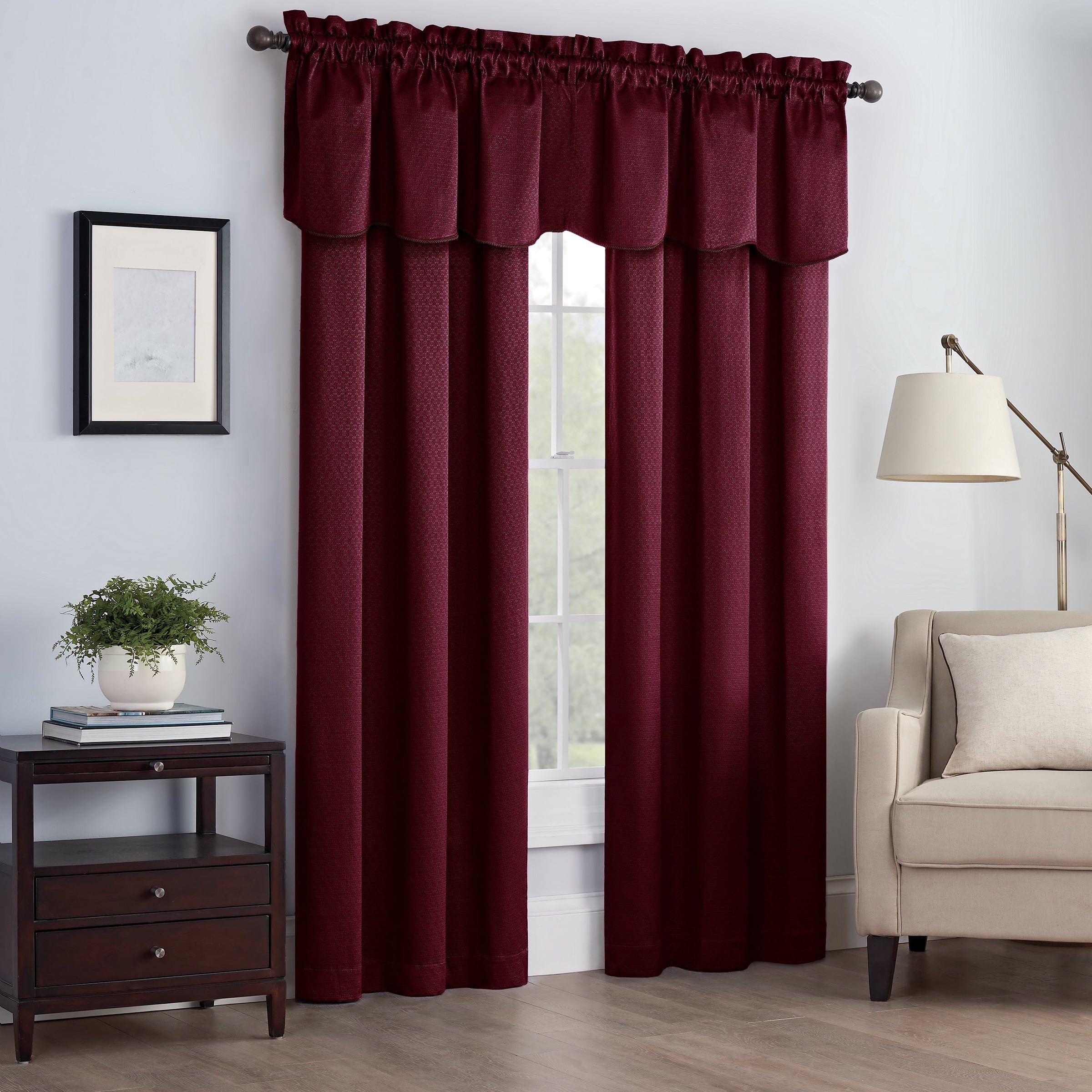 Eclipse Canova Solid Room Darkening Rod Pocket Single Window Curtain Panel, Burgundy, 42 x 63