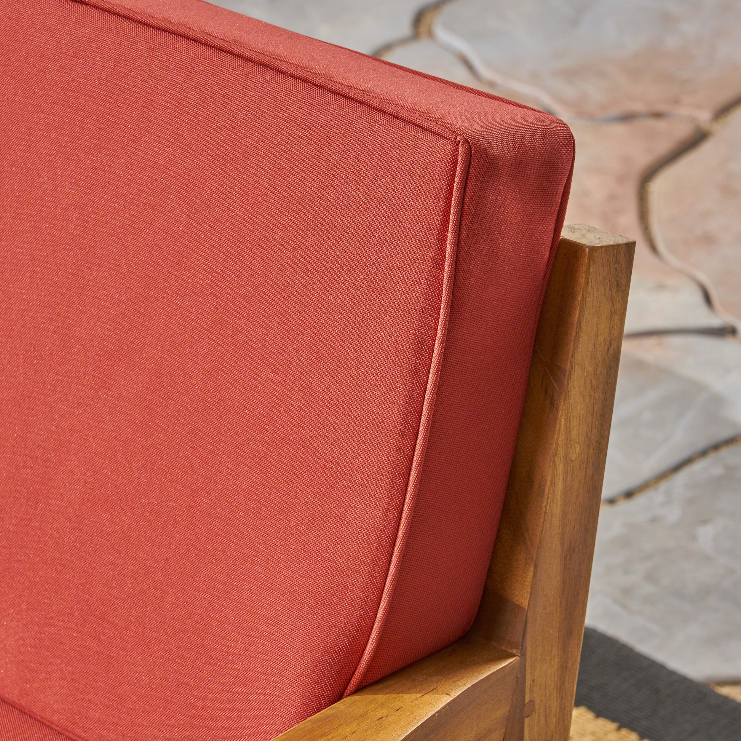 Wilcox Outdoor 12 Piece Sectional Sofa Set with Cushions, Teak, Red