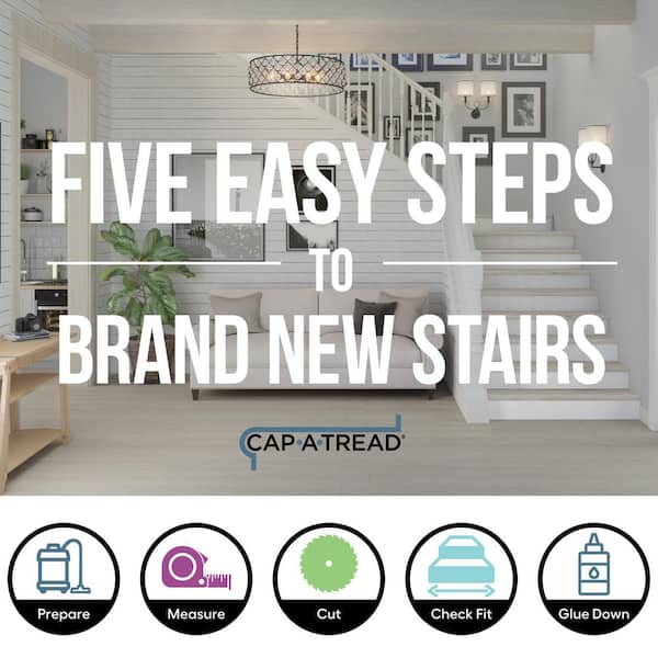 Cobblestone/Applewood/Acacia/Koa 47in.Lx12.15in.Wx1.69in.T Laminate Stair Tread and Reversible Riser Kit Adhesive