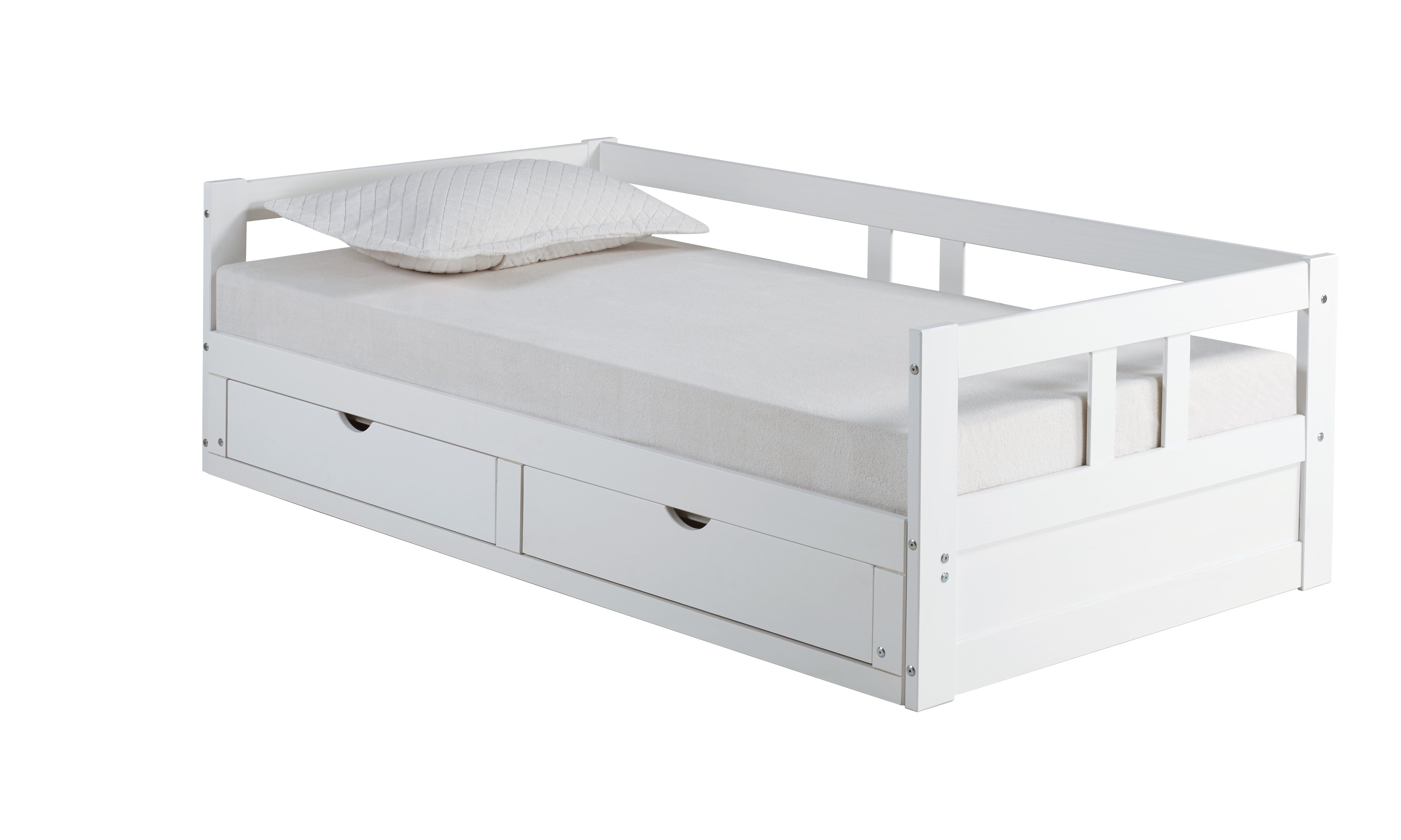 Melody Day Bed with Storage, White