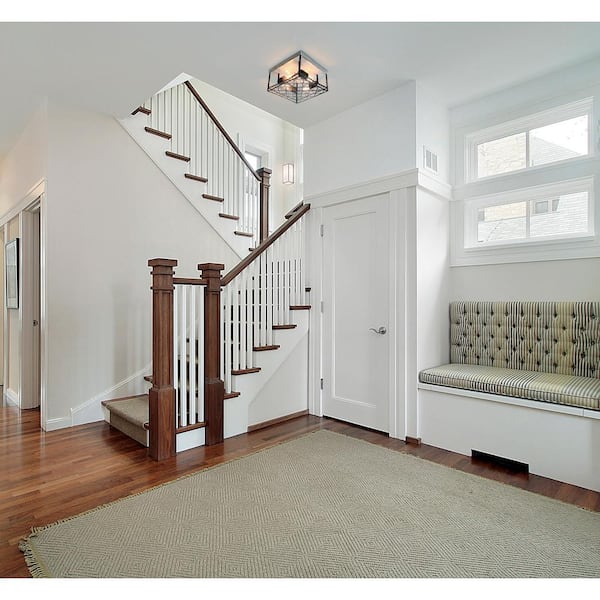 Heather Glen 12.4 in. 4-Light Black Square Flush Mount, Industrial Ceiling Light