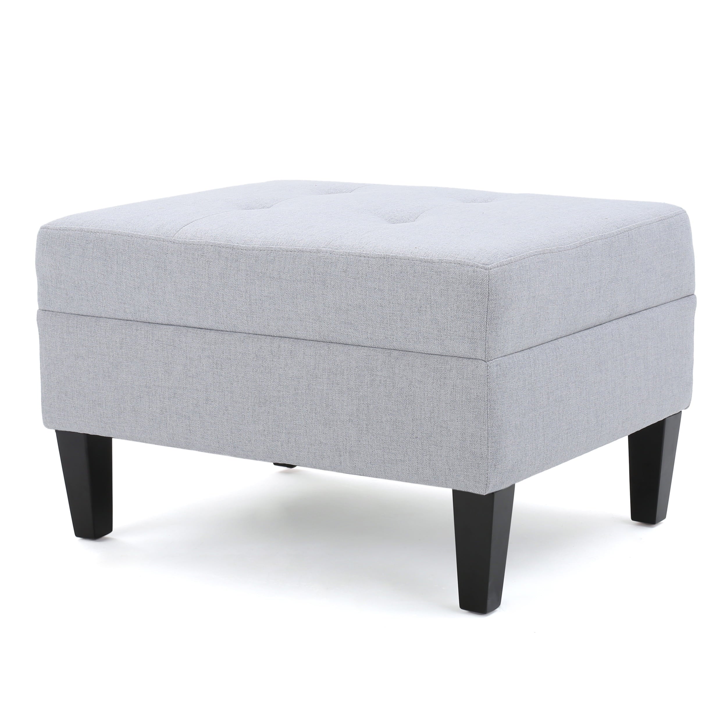 Noble House Aaron Rectangular Tufted Ottoman, Light Grey