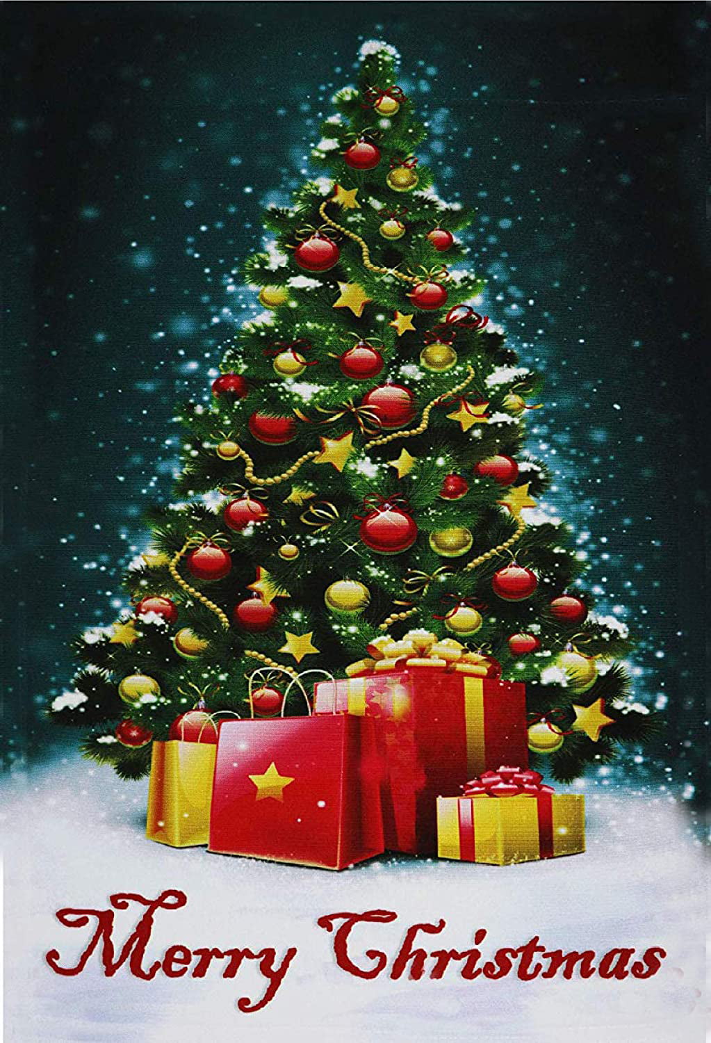 G128 - Christmas Garden Flag, Christmas and Winter Themed Decorations - Christmas Tree with Merry Christmas Quote, Rustic Holiday Seasonal Outdoor Flag 12