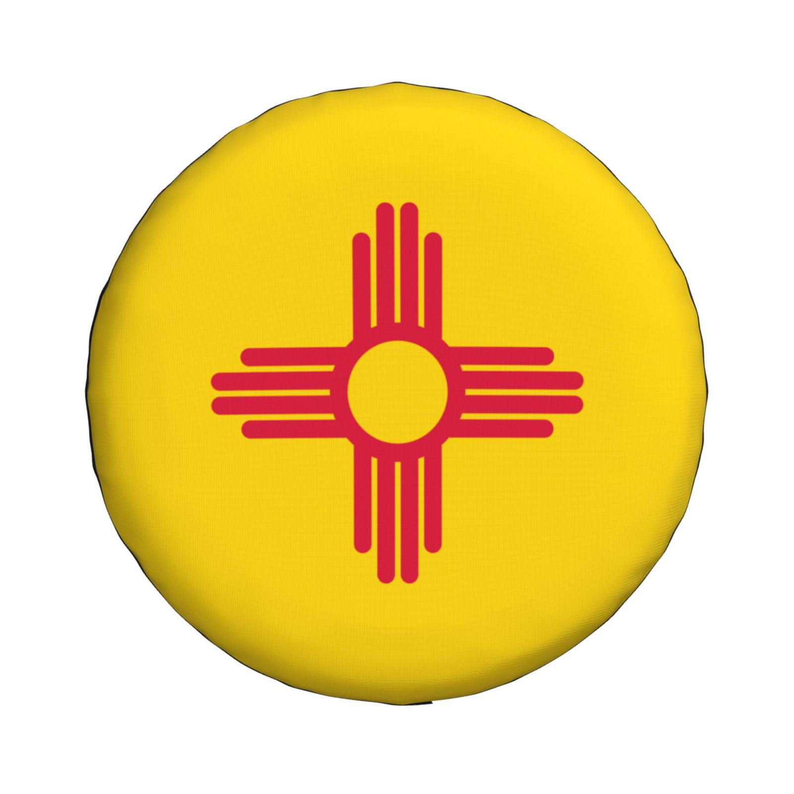DouZhe Waterproof Spare Tire Cover, New Mexico State Flag Seal Prints Adjustable Wheel Covers Fit for Jeep Trailer RV SUV Car, 14 inch