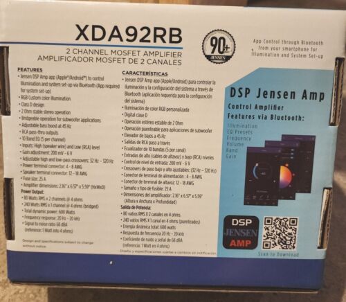 NEW Jensen XDA92RB 600W 2 Channel Mosfet Car Amplifier