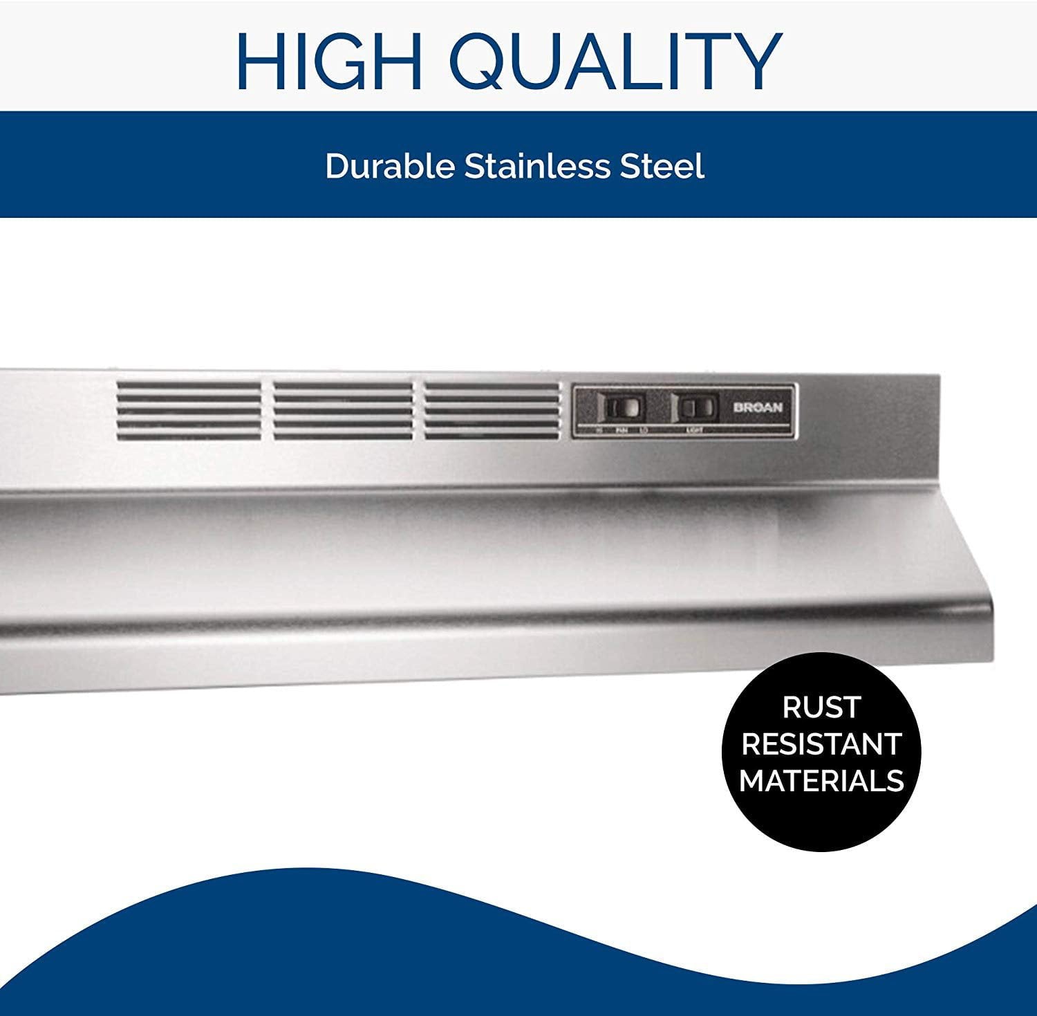 Broan 413004 Stainless Steel Ductless Range Hood Insert with Light, Exhaust Fan, Under Cabinet, 30-Inches
