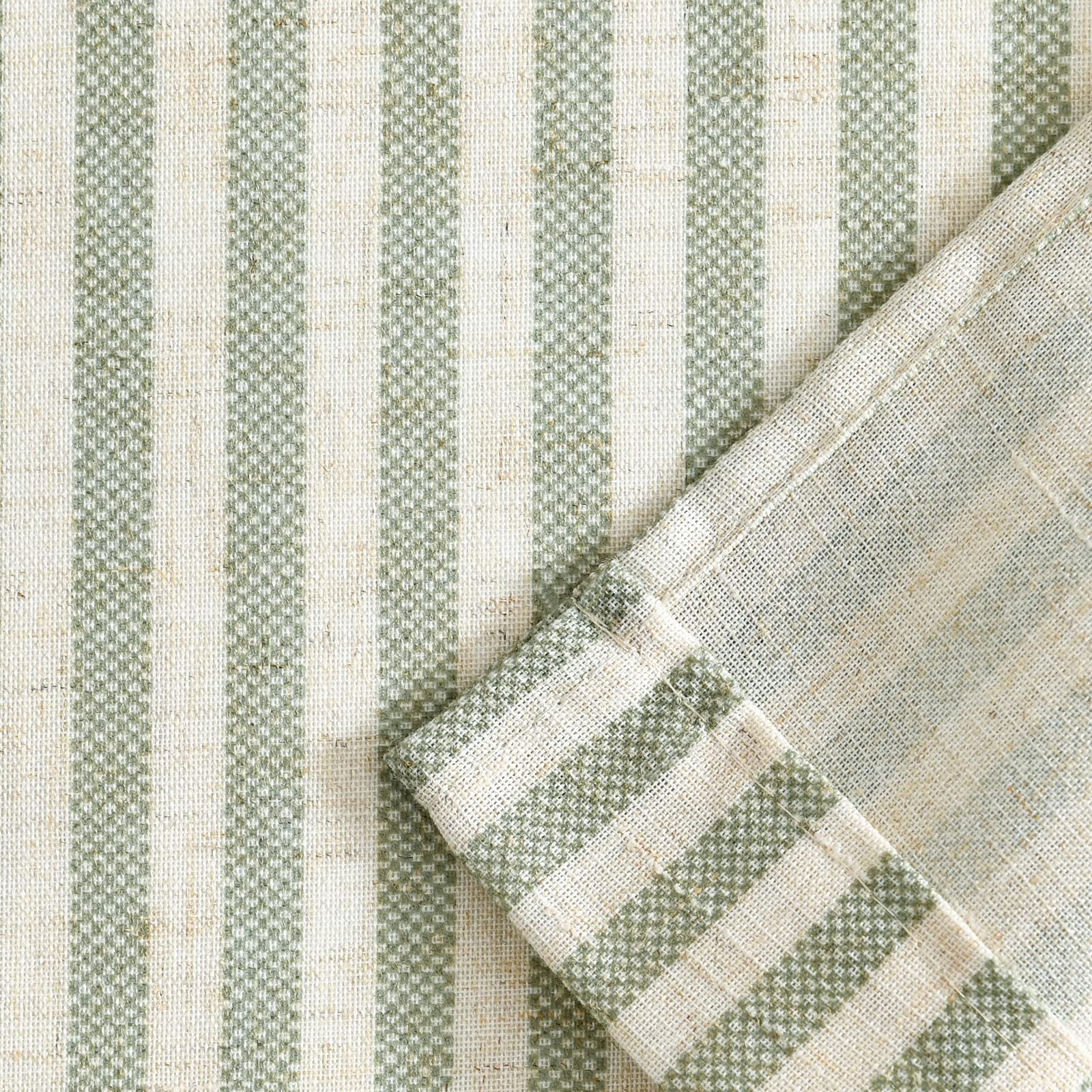 Curtainking Kitchen Valance Curtain Stripe Pattern Farmhouse Window Valance 16 inch Linen Window Treatment for Bathroom Bedroom Rod Pocket 1 Panel Sage