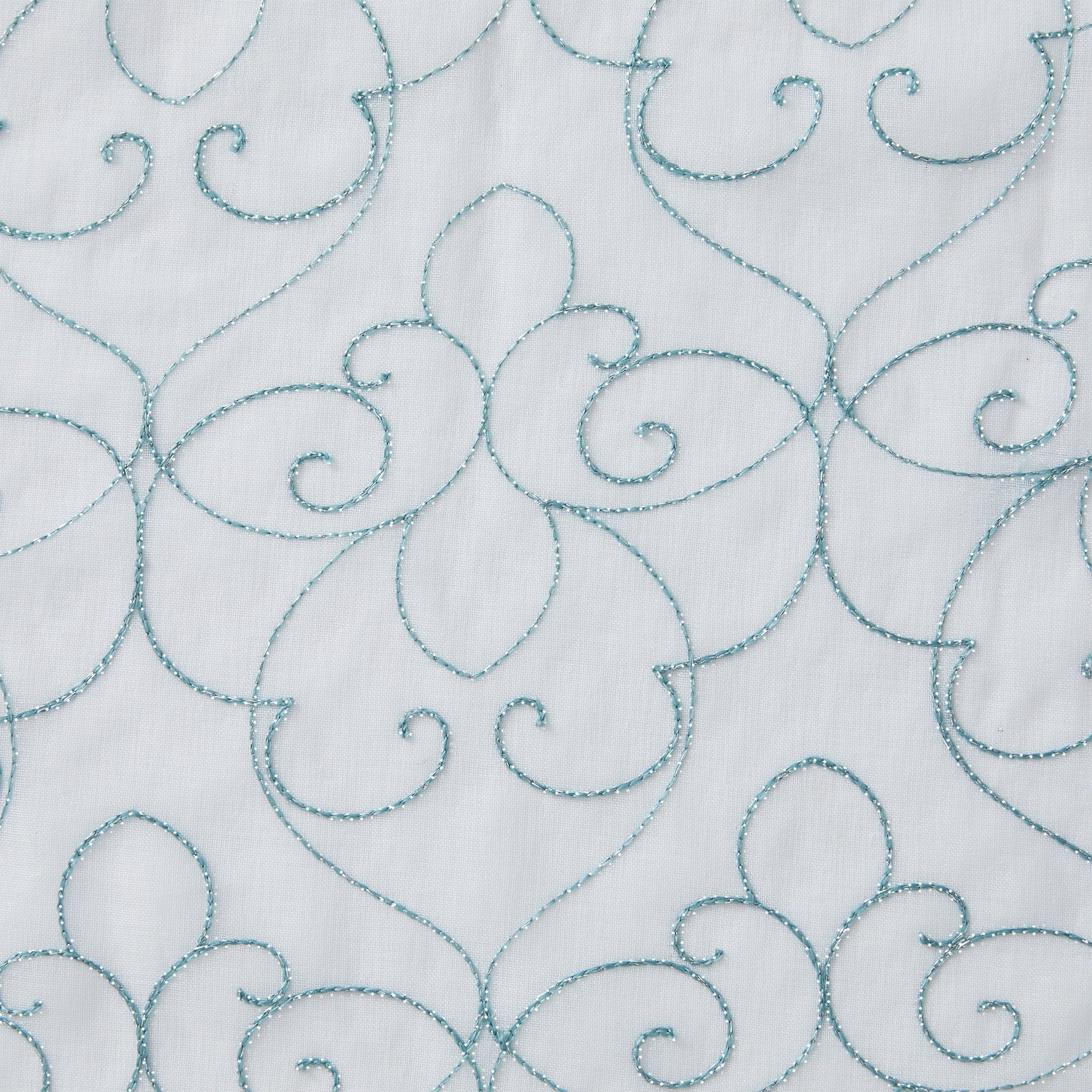 Mainstays Modern Scroll Aqua Rod Pocket Sheer Curtain Set, 28