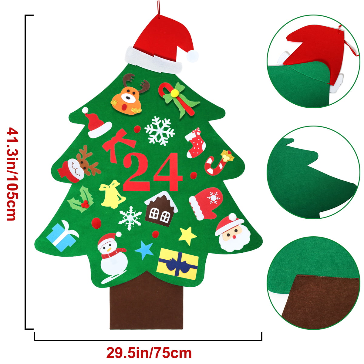 BSHAPPLUS? 3.5ft Felt Christmas Tree with 37PCS Ornaments,Christmas Advent Calendar,Christmas Countdown,Xmas Decorations Wall Hanging Felt Trees Craft Kits for Kids Christmas Party Supplies