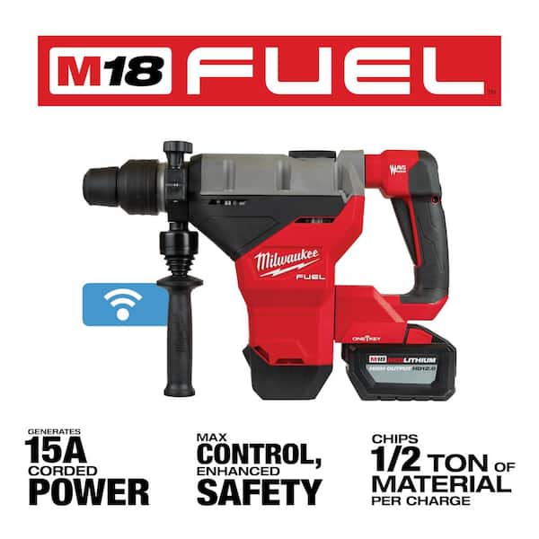 M18 FUEL ONE-KEY 18V Lithium-Ion Brushless Cordless 1-3/4 in. SDS-MAX Rotary Hammer with Two 12.0 Ah Battery