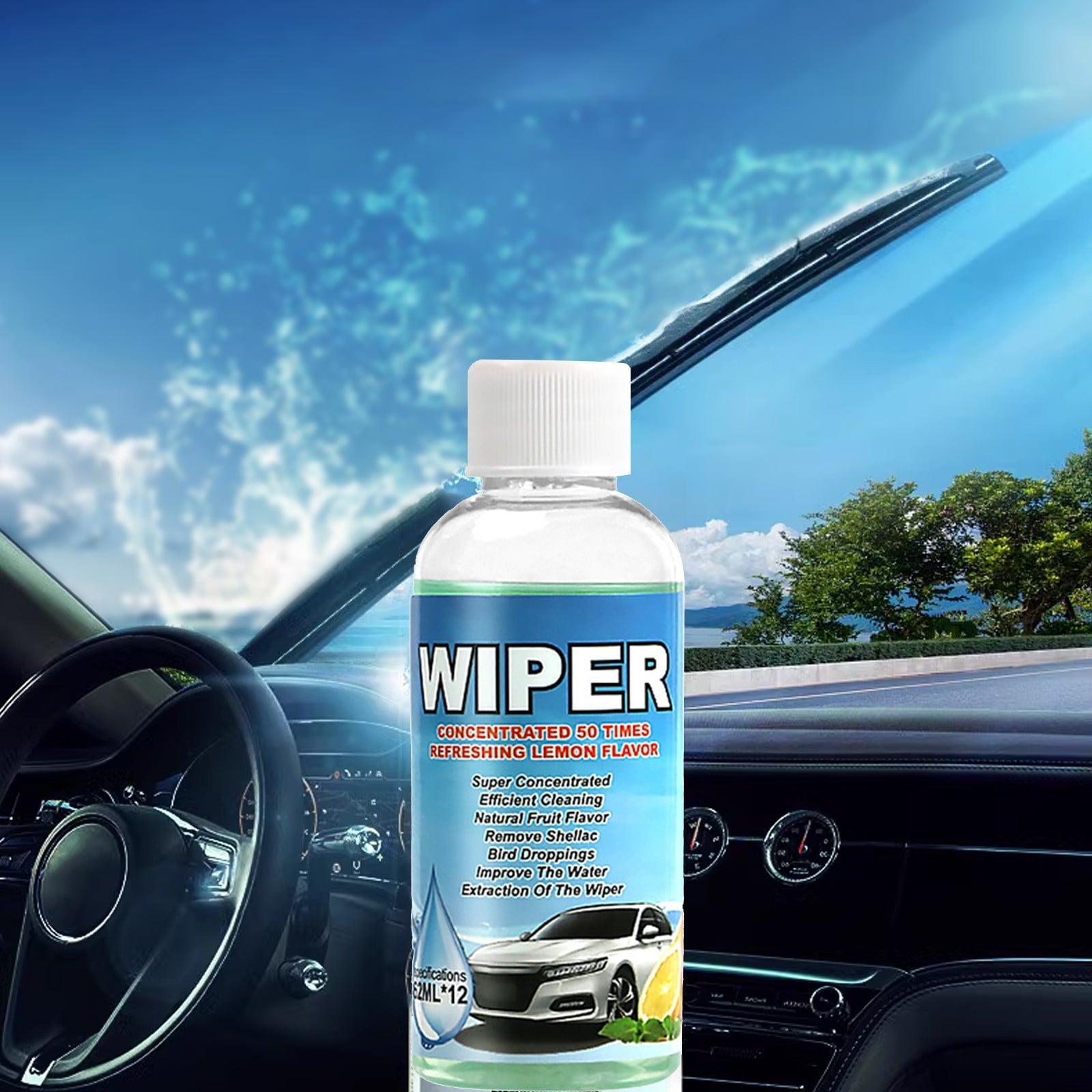 COFEST Car Glass Washer Water Car Glass Decontamination Wiper Cleaning Water 62ml Better Than Any Other Traditional Car Wash Cleaner Blue