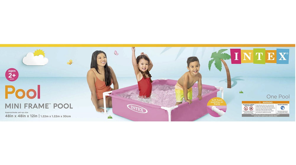 Intex Mini Frame Above Ground Swimming Pool Pink 48in X 48in X12in