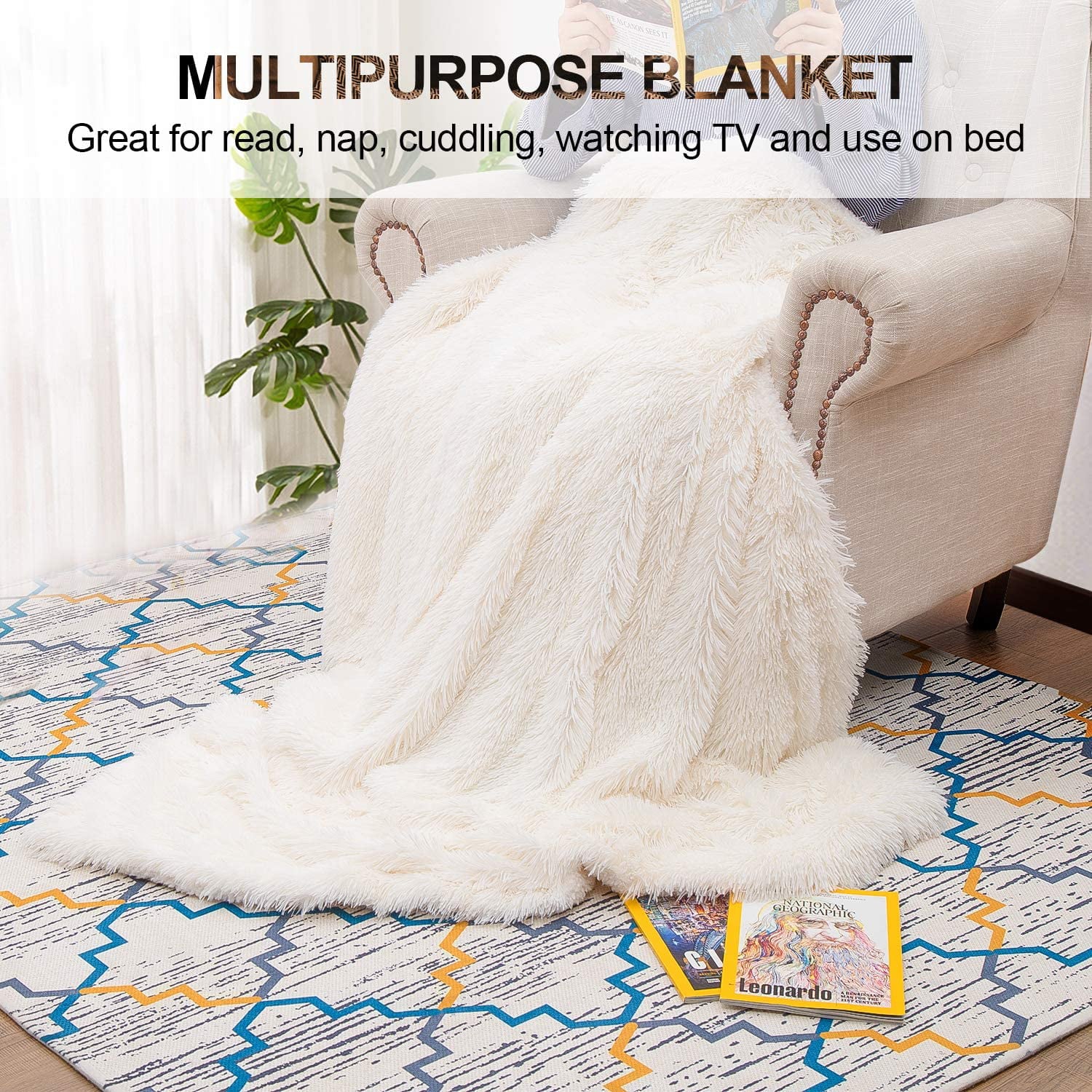 Softlife Extra Soft Faux Fur Throw Blanket with Sherpa Warm Underside, 60