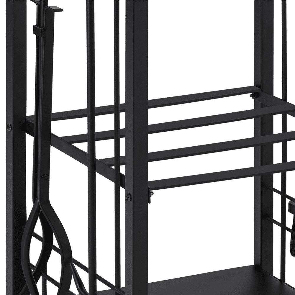 Yaheetech 2 Tiers Firewood Rack with 4 Tools Sets,Black