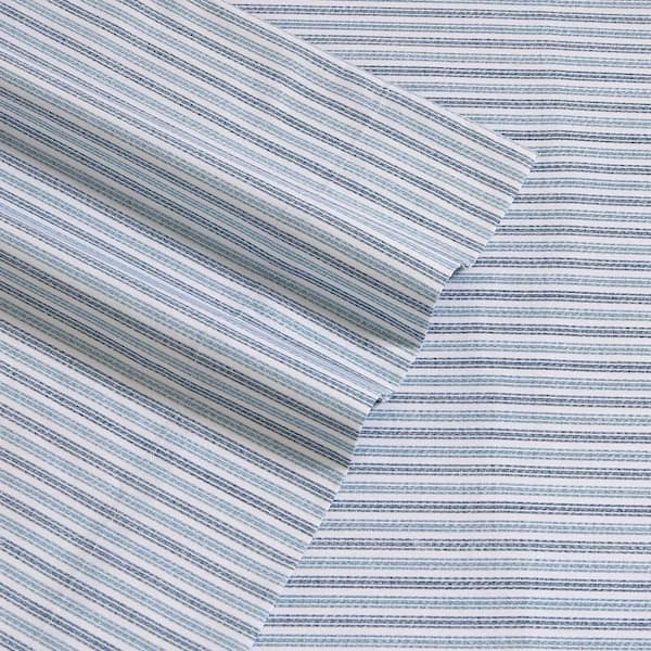 Ticking Stripe 4-Piece Navy Blue Cotton Queen Sheet Set