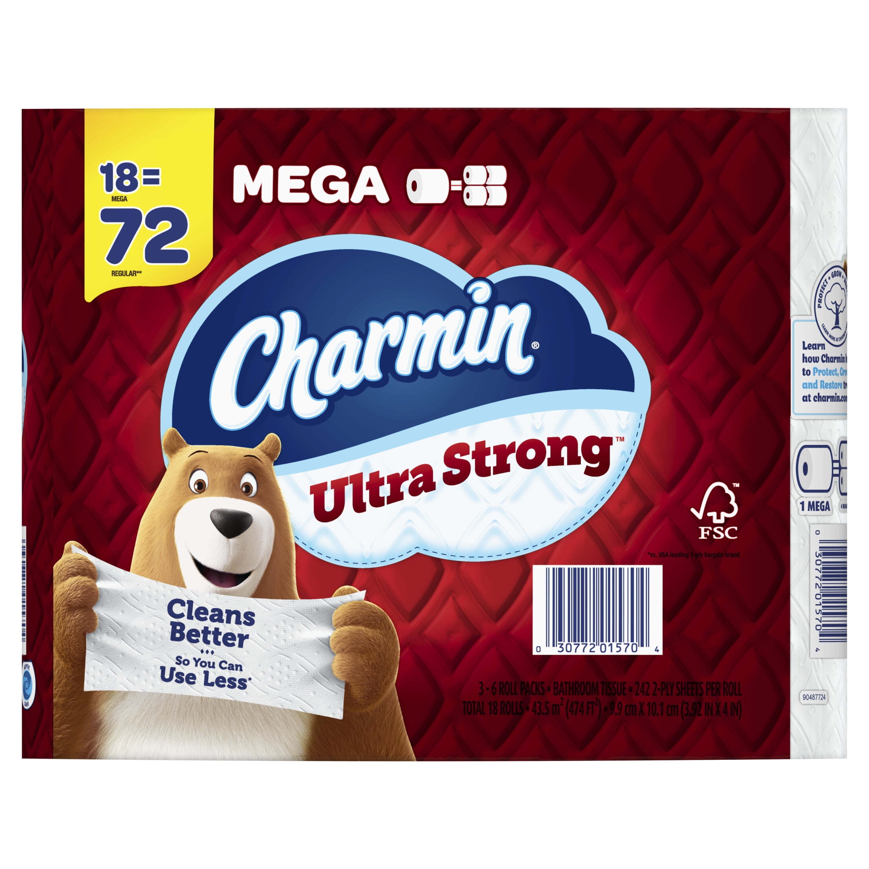 Charmin Ultra Strong Toilet Paper, 18 Mega Rolls